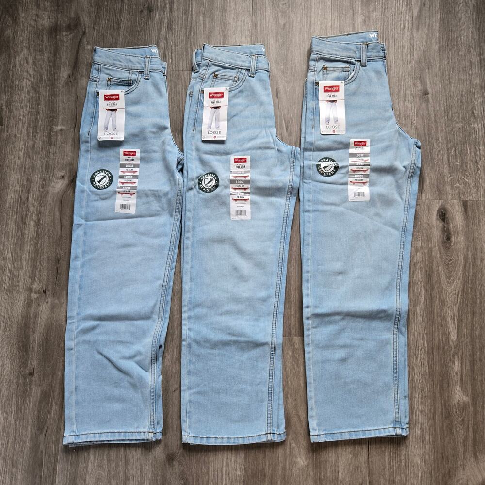 NEW Wrangler Size 10 Slim Boys Jeans Lot of 3 Loose Fit Adjustable Waist Light